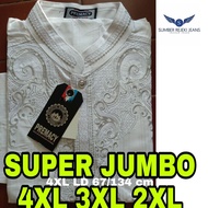 BAJU KOKO SUPER JUMBO 4XL 3XL 2XL Putih Bordir Lengan Panjang Tebal PREMACY / Pakaian Muslim Pria Uk