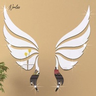 [Noel.sg] Creative Angel Wings Acrylic Mirror Wall Stickers Bedroom Living Room Decor #