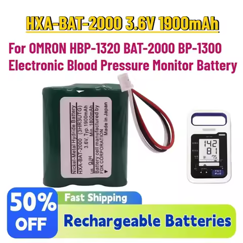 New HXA-BAT-2000 3.6V 1900mAh Rechargeable Battery for OMRON HBP-1320 BAT-2000 BP-1300 Electronic Bl