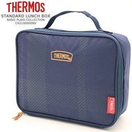 日本 THERMOS 深藍色格紋帆布 保溫 手提袋
