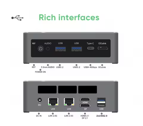 TOPC Gaming Mini PC AI 9 HX 370 AMD Ryzen 9 8945HS/R7 8845HS, 2x2.5G LAN, 2xPCIe4.0, 2xDDR5, Win11 P