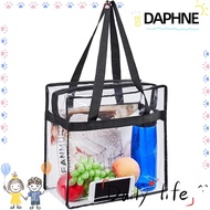 DAPHNE Lunch Bag, Transparent with Zipper Shoulder Bag, PVC Large Capacity Tote Bag