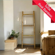 บันไดไม้ แขวนผ้าเช็ดตัว แต่งบ้าน ไม้ไผ่ เคลือบแลกเกอร์ สีธรรมชาติ สูง 150cm บันไดตากผ้า ห้องน้ำ ทำมื