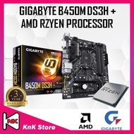 Gigabyte B450M DS3H B450 AM4 Motherboard + AMD RYZEN ATHLON / RYZEN 3 / RYZEN 5 / RYZEN 7 CPU COMBO 