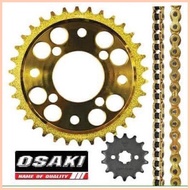 ▥ ㍿ ◮ Osaki Lucky Gold Revo Chrome Chain and sprocket Set Sniper150 / Rs150 / Raider150 (2in1)
