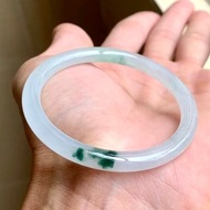 冰種 天然翡翠 緬甸 A玉 玉鐲 • 冰種飄花翡翠圓鐲