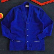 🇺🇸70s美國製Dehen 1920 寶藍色羊毛針織毛衣 復古開襟外套 古董老品 男女皆可Vintage 歐美古著