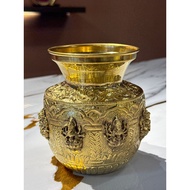 Handcrafted Brass Ashtalakshmi Kalasam / Embossed Divine Brass Pot