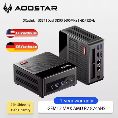AOOSATR GEM12 Max Gaming Mini PC AMD Ryzen 7 8745HS High Performance USB4 OCuLink DDR5 5600MHz Wi-Fi