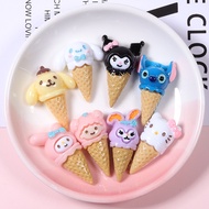 Cartoon Animal Cone Ice Cream Resin Accessories diy Handmade Jewelry Accessories Material Cream Glue Epoxy Phone Case Beauty Decoration Accessories
