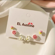 EL Austine Blush garden Earring Silver Needle S925 Vintage Stud Earring/ Korean Earring/ Korean Earr