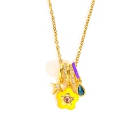 ✨Dopamine Color Pop Necklace Funky Ice Cream & Gem Charm Pendant, Gold-Plated Stainless Steel Chain.