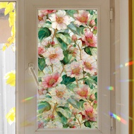 [Ready Stock] XC9086 Laser Colorful Simple Begonia Flower Living Room Glass Window Decoration Sticke