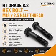 M18 X 2.5 HT Grade 8.8 Hex Bolt DIN931 Half Thread High Tensile Bolt Black