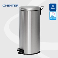 CHINTER F-0336 ถังขยะเท้าเหยียบสแตนเลสทรงเหลี่ยม (Soft close) ขนาด 40 ลิตร สีเมทัลลิก