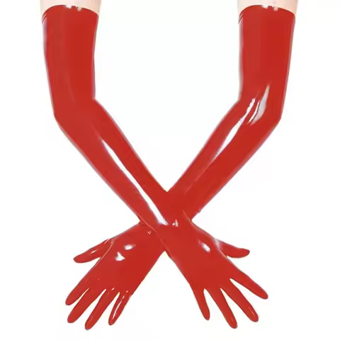 Red Latex Long Gloves Opera Latex Moulded Latex Gloves Fetish Clubwear Costumes
