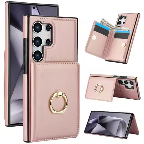Rotation Ring Kickstand Magnetic Clasp Wallet Case with Card Holder Case for Samsung Galaxy A35 A51 