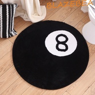 BLAZEBEA 8 Ball Rug, Plush Soft 8 Ball Carpet, Creative Round Skin Friendly Black 8 Ball Mat Hoom De