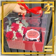 Mica Box with 2 Wax Flower Compartments comes with a cake, Meaningful Gift for your lifetime, lover,