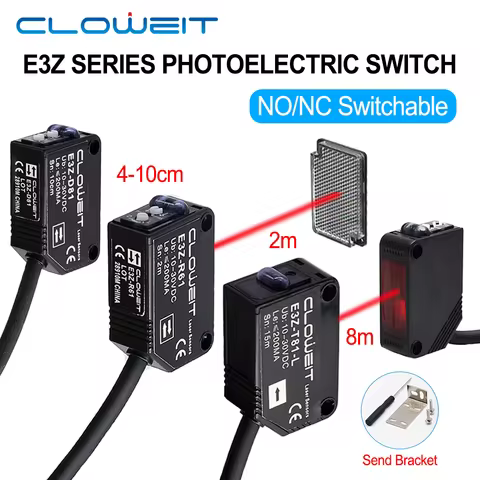 Cloweit 10cm 80cm 2m 5m Detection Diffuse Reflect Through Beam Photoelectric Proximity Sensor Switch