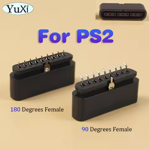 1 Piece For PS2 9 Pin Interface Female Socket 90 180 Degrees Slot Connector For PlayStation 2 Game C