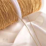 █A.ιA゜14K gold●〔1 M〕°14K Pack Gold Color Preserving Gold Bead Chain Bean Chain Round Bead Chain Bulk