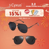 Cyxus Polarized Aviator Sunglasses for Men UV400 Protection Double Bridge Copper Metal Shades 1965