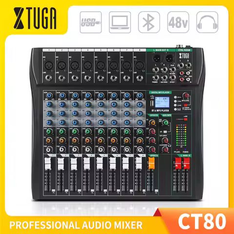 XTUGA CT6/8/12/16 Digital Mixer Professional Audio Mixer 99bit DPS Reverb Chip Bluetooth USB MP3 for