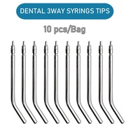 10pcs Stainless Steel Dental Air Triple Syringe 3 Way Dental Air Water Spray Syringe Nozzles Tips Fo