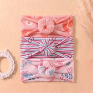 Headband For Baby Girl 0 3 Years Knotted High Elastic Soft Daisy Footprint Stripe Heart Print Wrap N