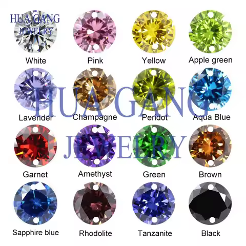 Double Hole Beads Cubic Zirconia Stones AAAAA Round Shape Cubic Zirconia Stone Loose For DIY Jewelry