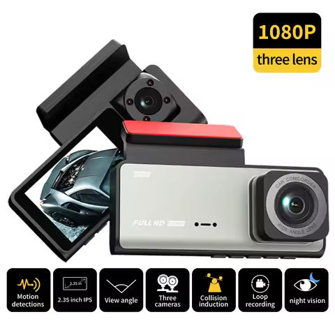 3 Channels Car Digital VideoRecorder 2 Inch LCD Display DVR Full HD1080P Dashcam Camcorder
