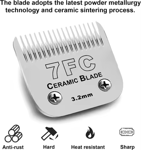#7FC Ceramic Detachable Pet Clipper Replacement Blade For Most Andis, Most Oster A5, Wahl KM Series 