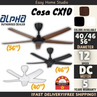 Alpha Cosa CX10 EX9 CX20  5 blade 56 46 40 ceiling fan with remote Black kipas murah kipas angin sil