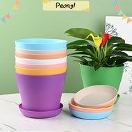 PDONY Flowerpots with Tray Resin Plastic Home Decor Gardening Tools Multicolor Balcony Garden Pots T