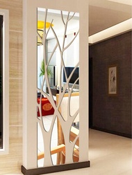 1套樹狀鏡,亞克力3d鏡面貼紙,現代風格,適用於客廳、臥室、餐廳、衣櫃、門、玻璃,自粘式壁貼,家居裝飾