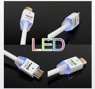 3M 5M LED LIGHT HDMI Cable High Speed With Ethernet v1.4 FULL HD 4K 3D ARC GOLD METAL WHITE