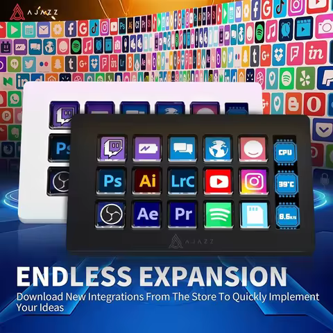 AJAZZ AKP03E/AKP153E Desktop Helper 15 Keys Macro Keyboard Multifunctional Console Panel Desktop Ass