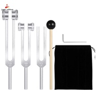 Tuning Fork Set (128Hz, 256Hz, 512Hz) of 3 Pack,Tuning Forks with Reflex Hammer for Sound Healing So