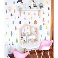 IARTTOP Colorful Woodland Trees Wall Decal,Forest Trees Wall Sticker for Window Cling Decor,Jungle T