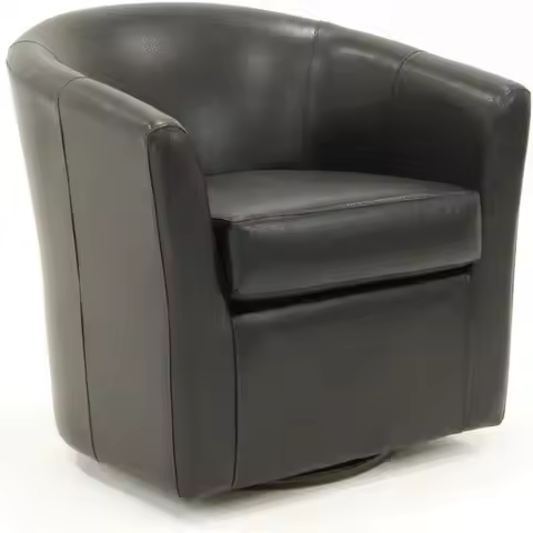 Swivel Club Chair, 30H x 30.5W x 27D, Black, Padded Seat, 360-Degree Swivel, Traditional Accent Chai