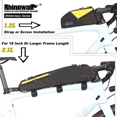 Rhinowalk Bike Top Tube Bag Water-Resistant 1.2L/2.1L Bikepacking For MTB&Road Bike Storage Luggage 