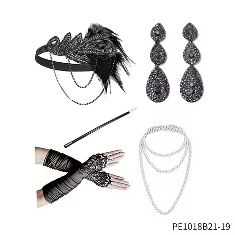 PESENAR 1920s Costume and Accessories Set, Suitable for 1920s Themed Party and Cosplay