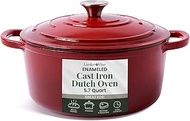 Larder & Vine Enameled Cast Iron Round Dutch Oven | 5.7 qt. (Cabernet)