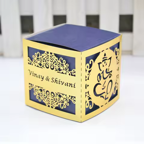 Nikkah Favors Laser Cut Personalized Ganesha Indian Wedding Sweets Box