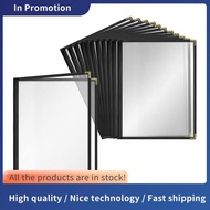 12 Pack Cafe Style Menu Cover Double  Edge Crystal Clear Vinyl (Black, 2 Pages/4 Views - 8.5 Inch X 