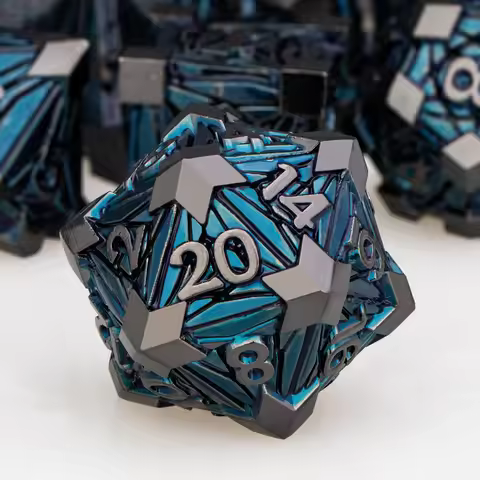 DND Metal Dice D6 Ancient Nickel Blue D and D Dice Dungeon and Dragon Dice Polyhedral Handmade Dice 