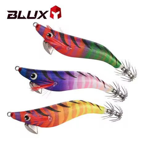 BLUX Shallow Light Eging 1.8# 2.2# Slow Sinking Wood Shrimp Octopus Cuttlefish Squid Hooks Glow UV A