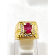 926 GOLD SILVER RING WITH GENUINE RUBY GEMSTONE natural