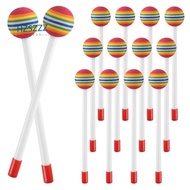 14 Pcs Lollipop Drum Mallet Sticks Round Rainbow Hammer Percussion Sticks Plastic Drumsticks for Kid